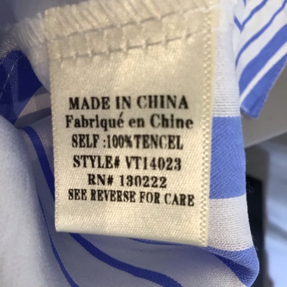 Very J Blue/white striped bell sleeve top L NWT - Picture 5 of 6